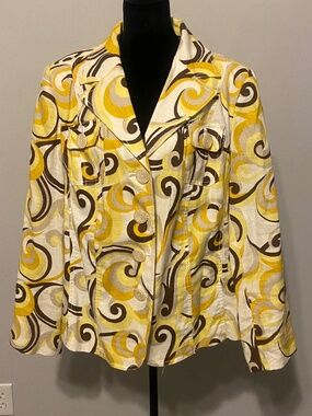 Harvé Benard 100% Linen Mod Swirl Print Blazer